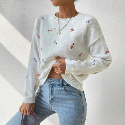 Vrouwelijke Bloementrui Ronde Hals Zomerjurk Casual