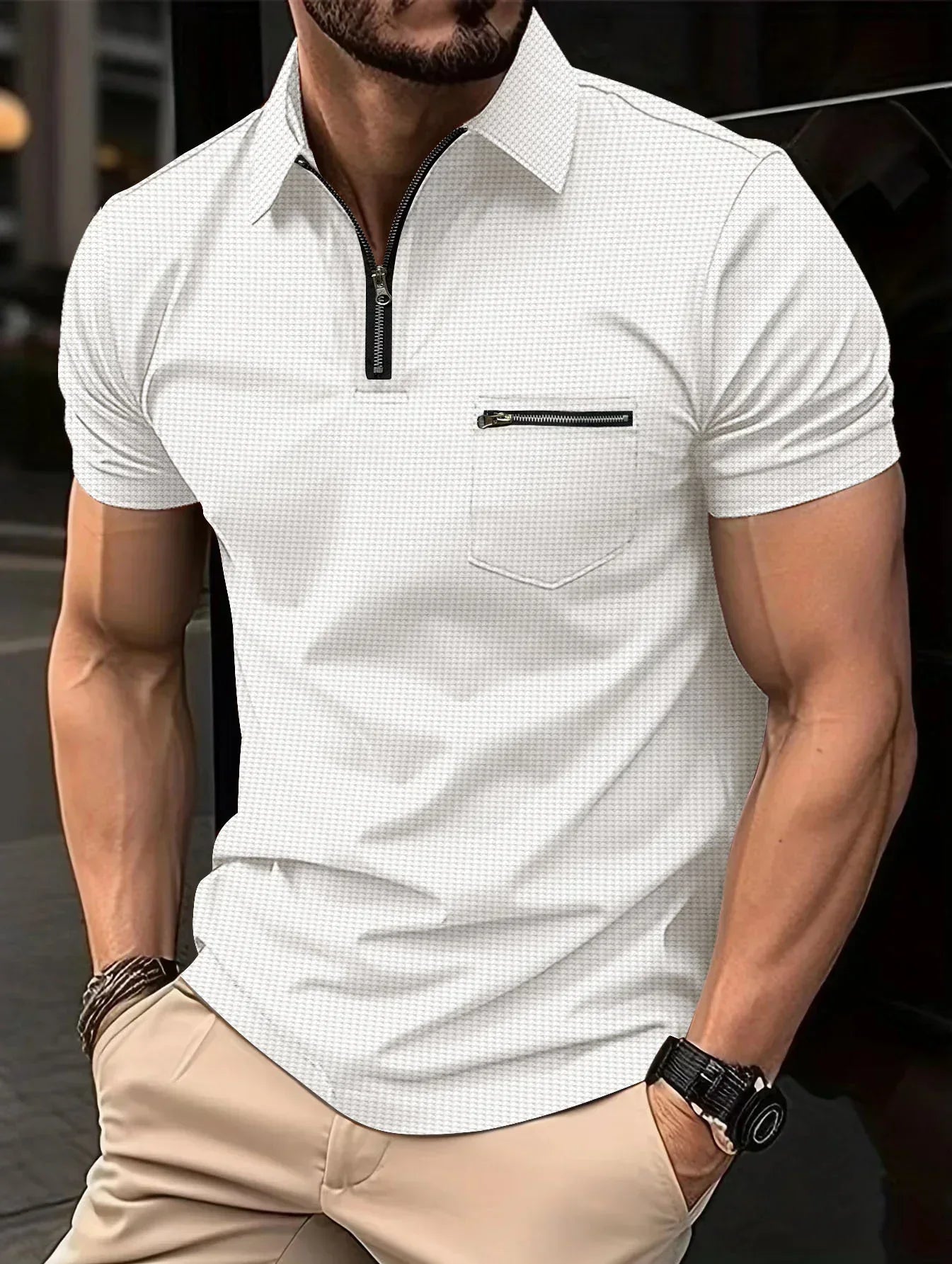 Sportpolo Met Hals Korte Mouw Heren - Mode Vibes