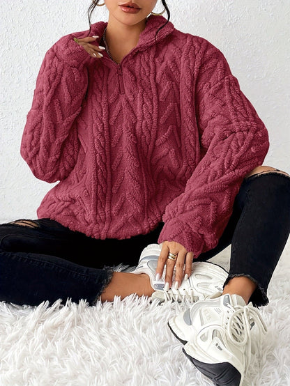 Dames Fleece Trui Hoog Sluitende Kraag Warm en Zacht