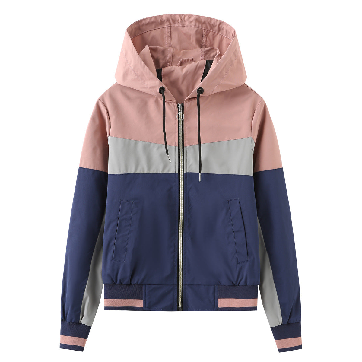 Dames Windjack Colorblock Capuchon Waterdicht
