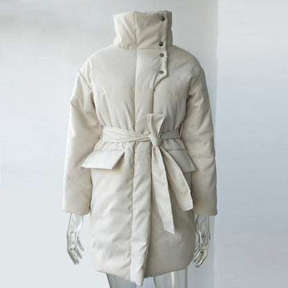 Elegante Gewatteerde Jas met Tailleband voor Vrouw