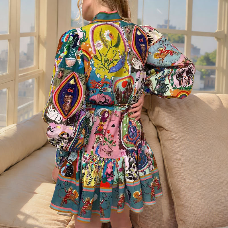 Korte Jurk met Fel Bloemenprint
