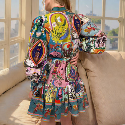 Korte Jurk met Fel Bloemenprint