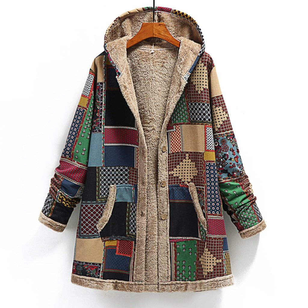 Dames Winterjas Patchwork Warm en Stijlvol - Mode Vibes