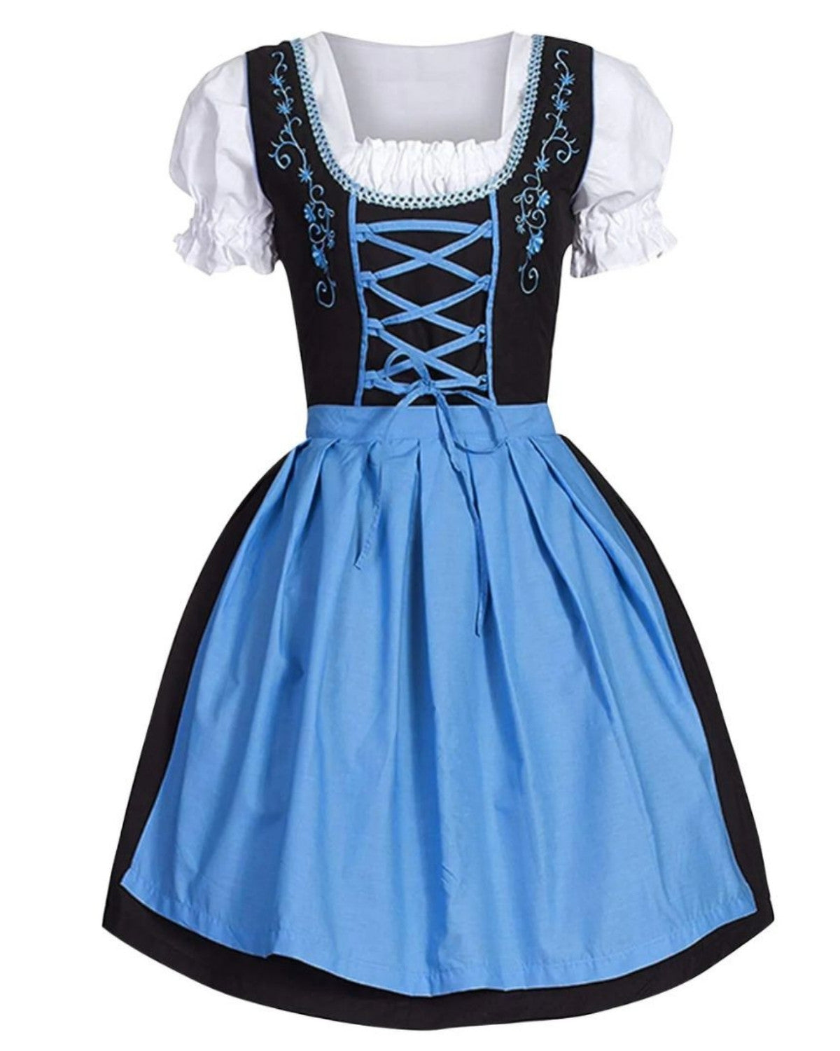 Dames Dirndl Jurk Oktoberfest Stijl met Schort en Borduurwerk