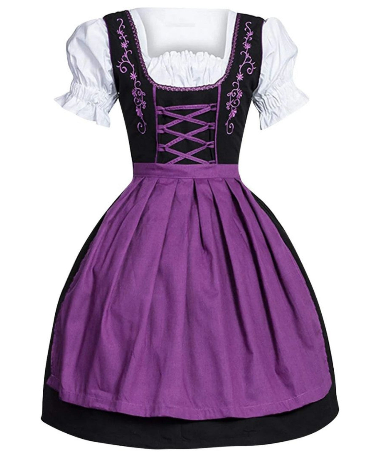 Dames Dirndl Jurk Oktoberfest Stijl met Schort en Borduurwerk
