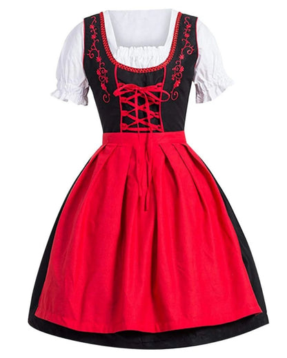 Dames Dirndl Jurk Oktoberfest Stijl met Schort en Borduurwerk