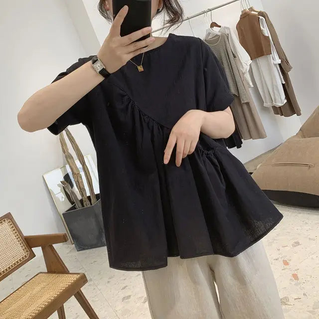 Stijlvolle Katoenen en Linnen Poppenblouse voor een Modieuze Zomerlook!
