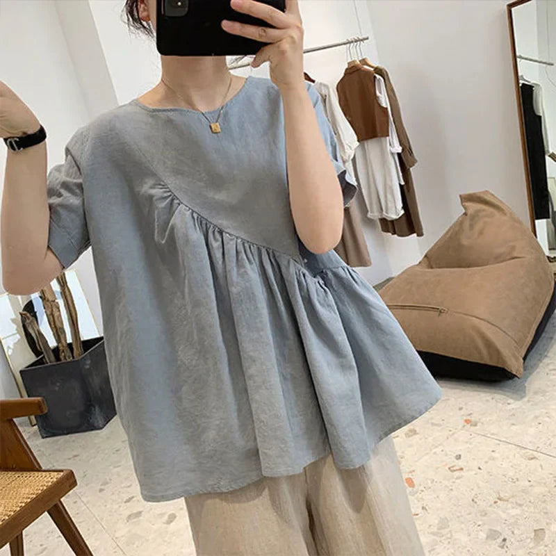 Stijlvolle Katoenen en Linnen Poppenblouse voor een Modieuze Zomerlook!