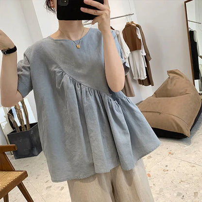 Stijlvolle Katoenen en Linnen Poppenblouse voor een Modieuze Zomerlook!