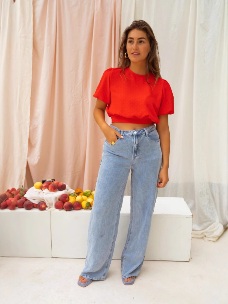 Dames Cropped Blouse Lichtgewicht Comfortabele Pasvorm