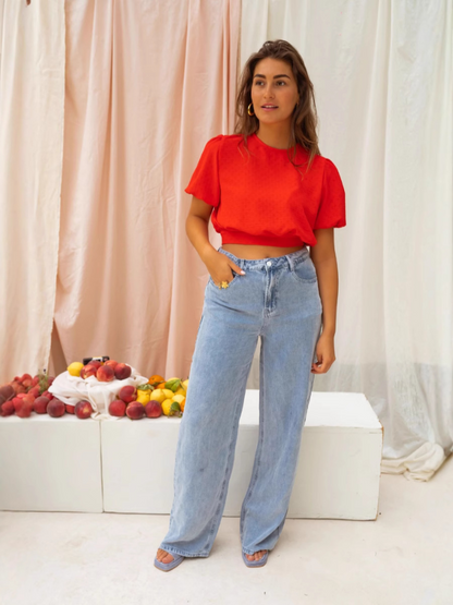 Dames Cropped Blouse Lichtgewicht Comfortabele Pasvorm