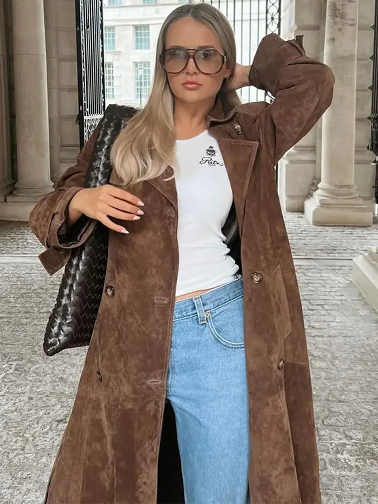 Dames Winterjas Faux Suede Warm en Stijlvol