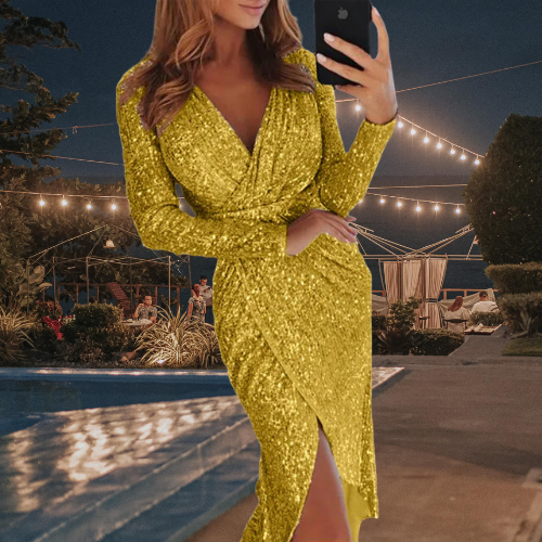 Glitterjurk Elise Feestelijke Korte Jurk met Glitter - Mode Vibes