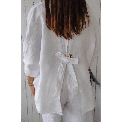 Dames Linnen Blouse Zomerse Stijl
