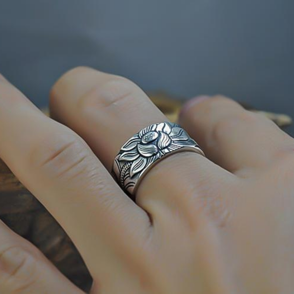 Zilveren Lotus Ring Uniek Design Stijlvol Accessoire - Mode Vibes