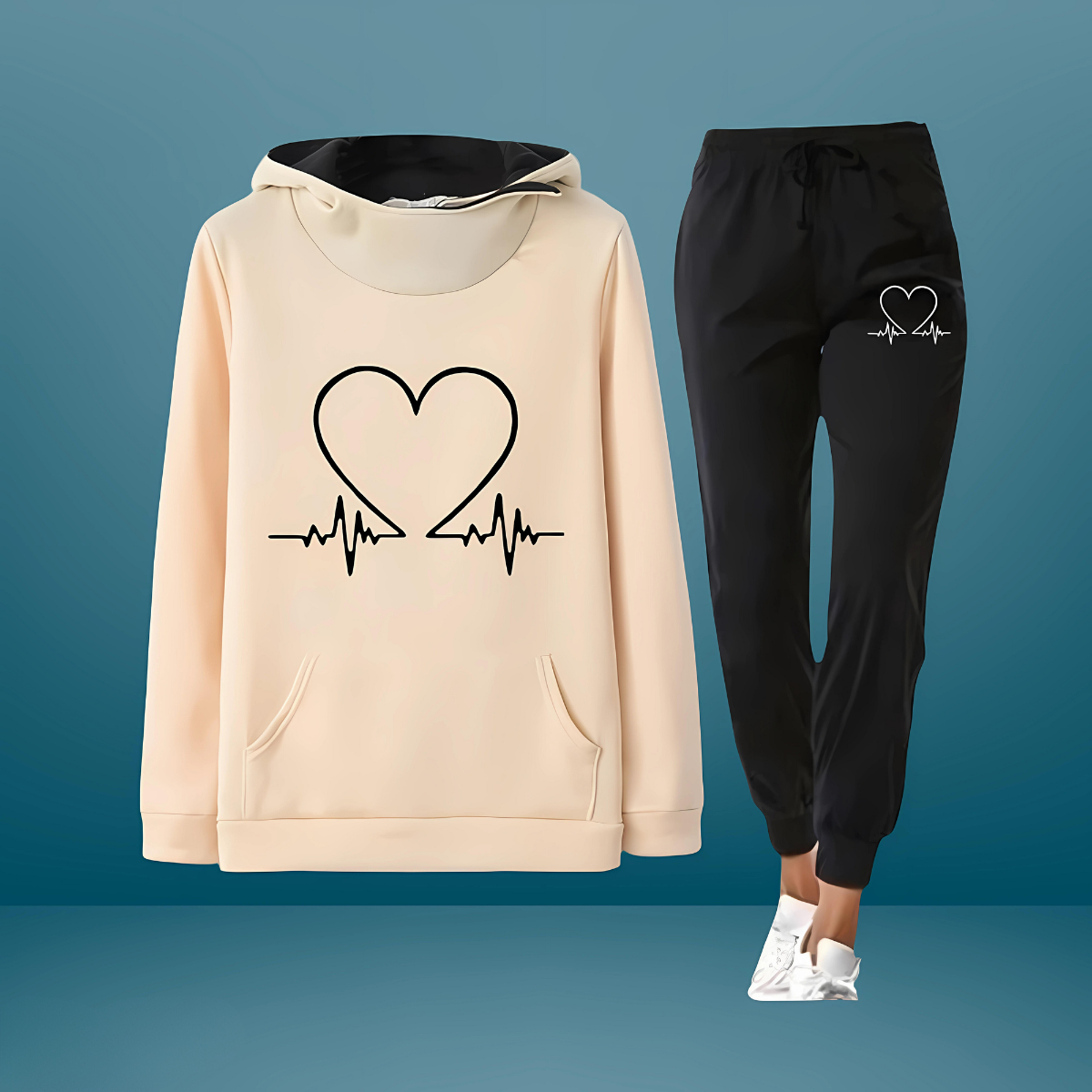 Chiara | Tuta da ginnastica stampata con battito cardiaco