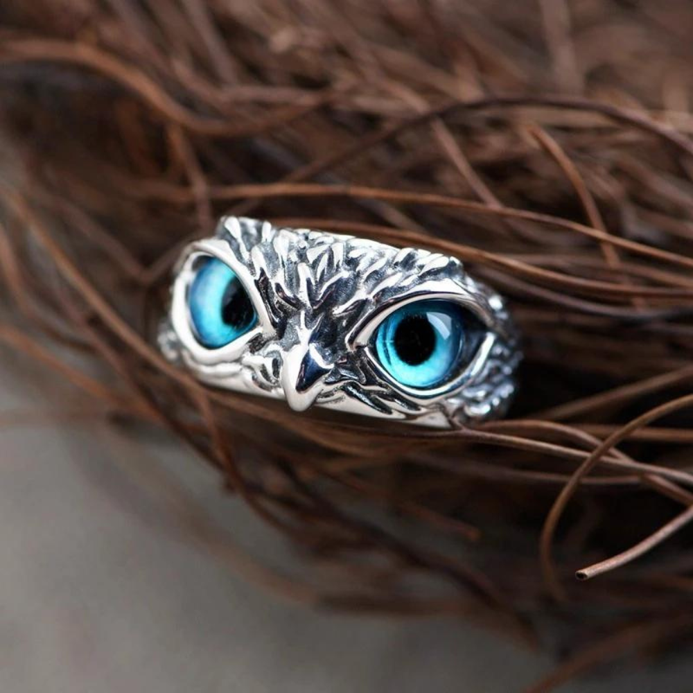 Unieke Uilenoog Ring Zilveren Sieraden