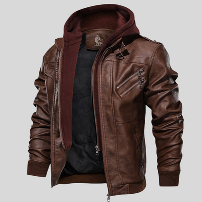 Leren Herenjack met Afneembare Capuchon Ryder - Mode Vibes