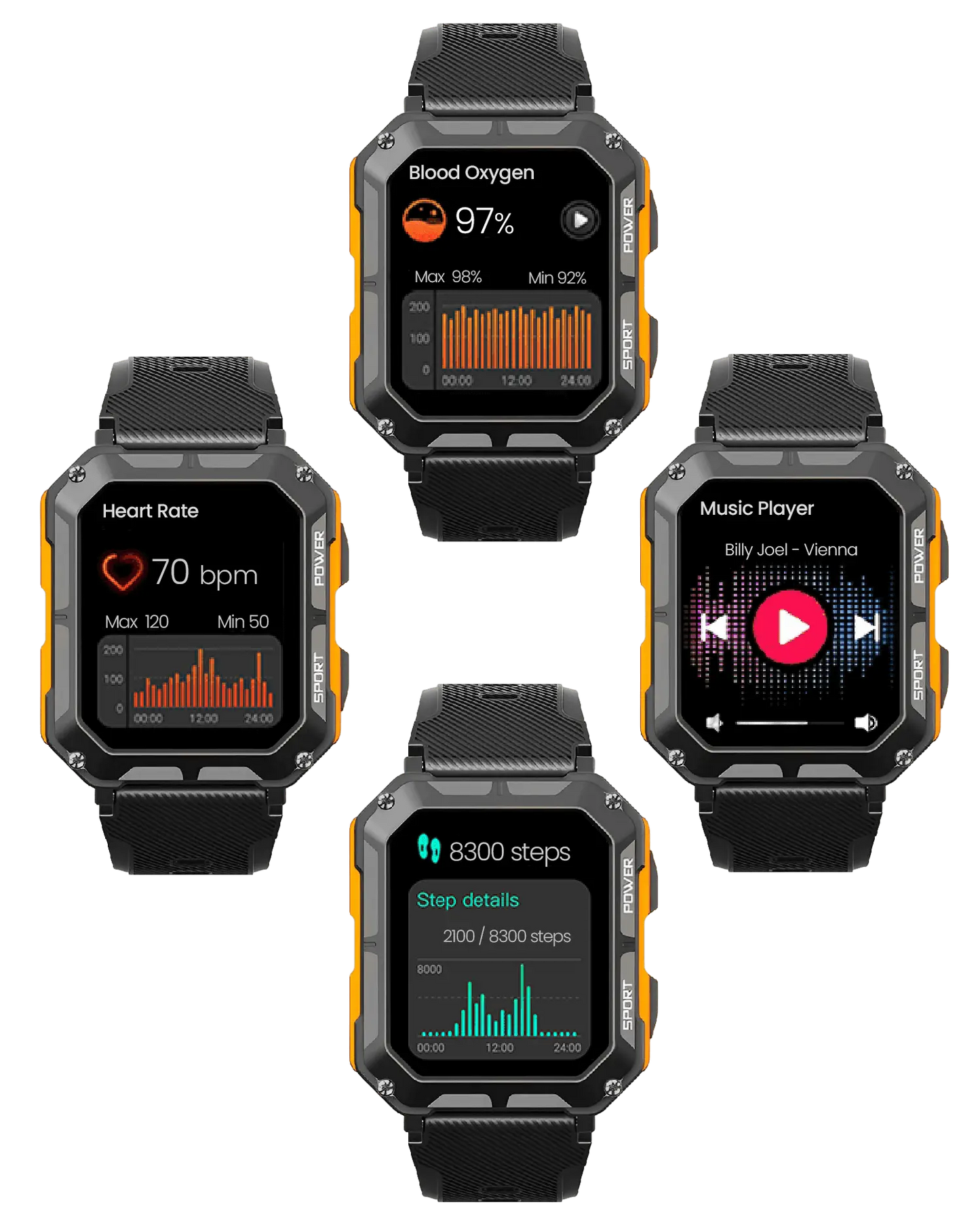 Smartwatch met Hartslagmeter en Stappenteller Robuust