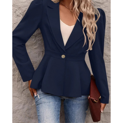 Dames Blazer Effen Kraag Geribbeld Model Liana