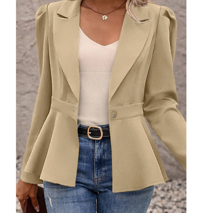 Dames Blazer Effen Kraag Geribbeld Model Liana