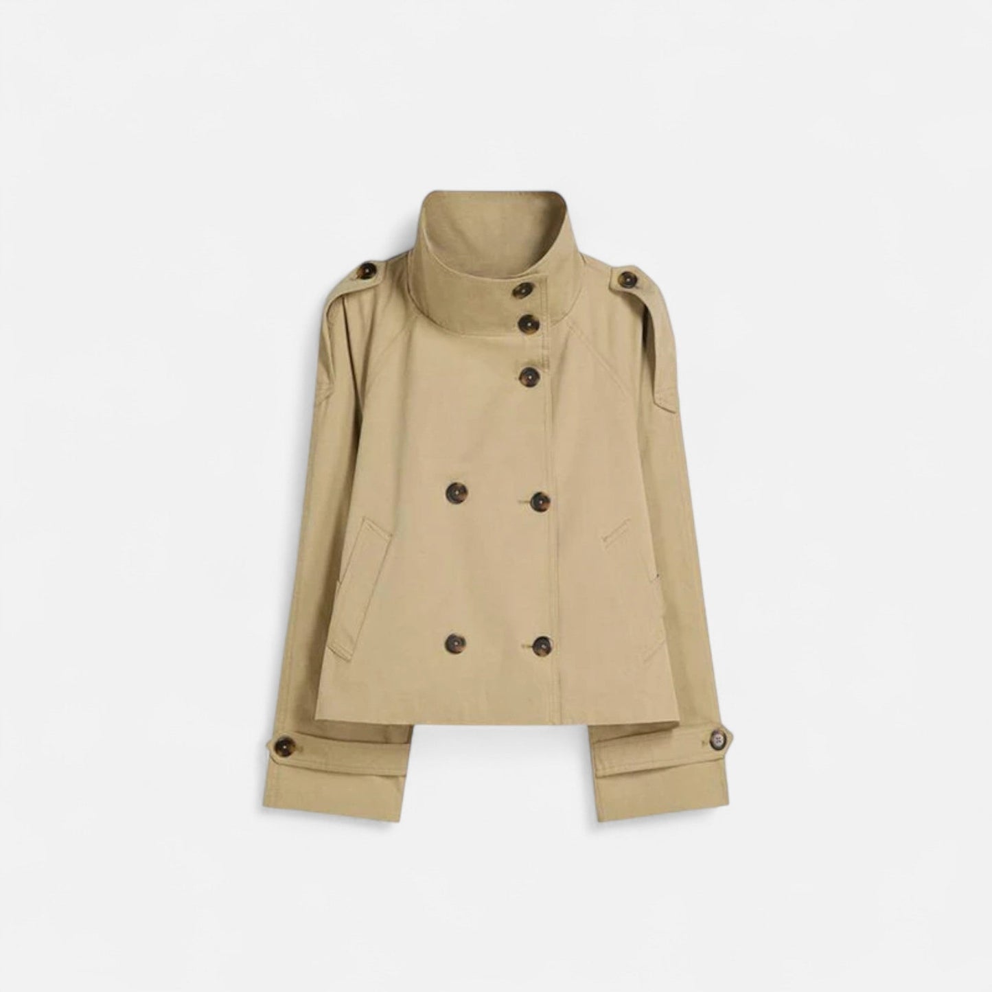 Oriana | Korte Trenchcoat Dames – Elegant, Gestructureerd & Tijdloos Zwart 0