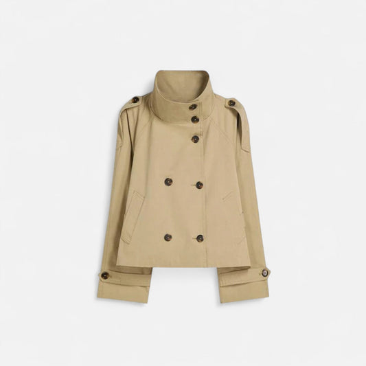 Oriana | Korte Trenchcoat Dames – Elegant, Gestructureerd & Tijdloos Zwart 0