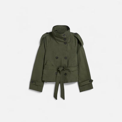 Oriana | Korte Trenchcoat Dames – Elegant, Gestructureerd & Tijdloos Zwart 3