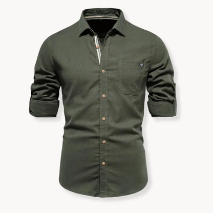 Mannen Overhemd met Button-Down Kraag en Borstzak - Mode Vibes