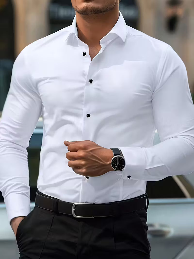 Slim Fit Overhemd met Geometrisch Patroon - Mode Vibes
