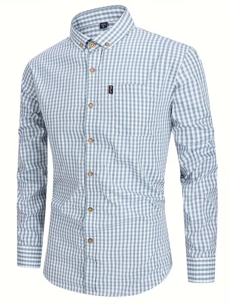 Herenshirt Geruit Met Borstzak Casual Model - Mode Vibes