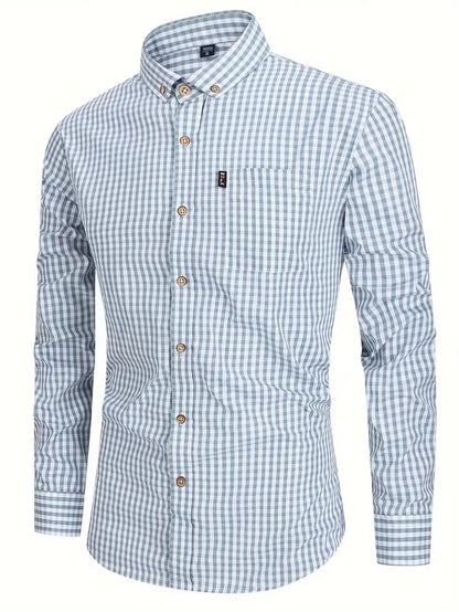 Herenshirt Geruit Met Borstzak Casual Model - Mode Vibes