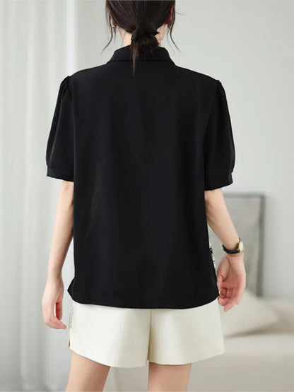 Oversized Zomer Chinese Stijl Print Shirts Tops voor Dames