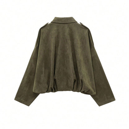 Oversized bomberjack met rits en opstaande kraag