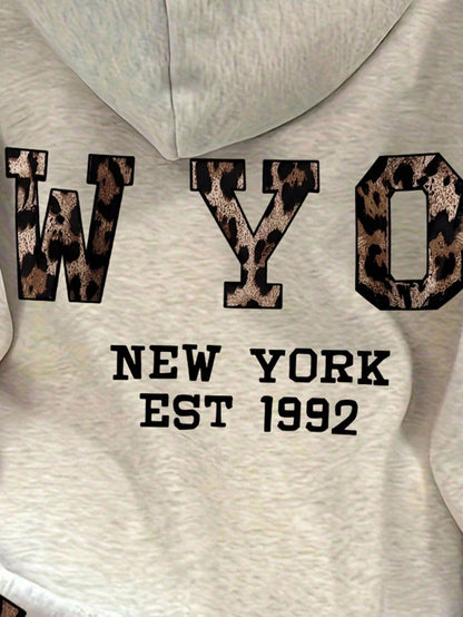 Oversized hoodie met luipaardprint en capuchon