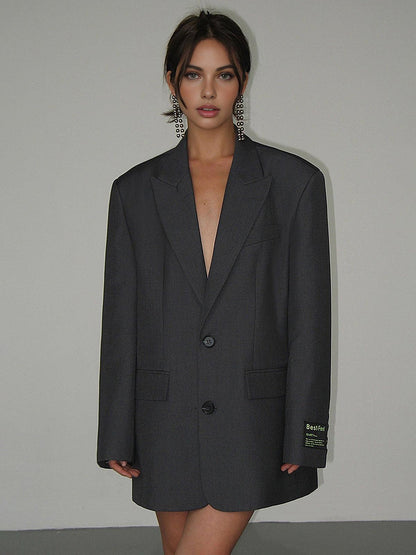 Oversized lange blazer met reverskraag