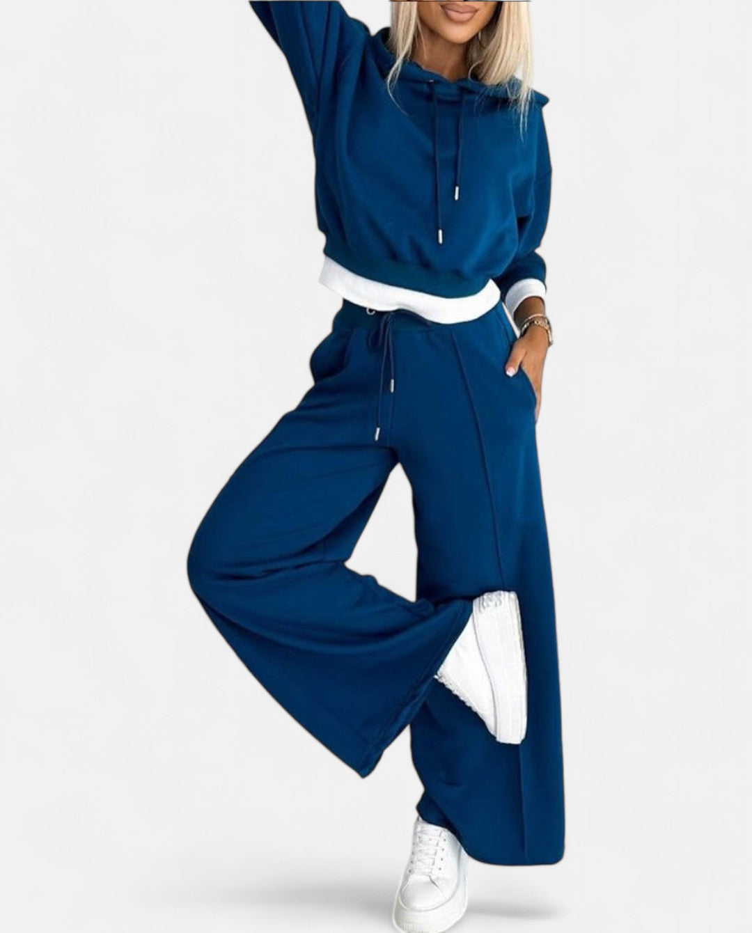 Hoodie Set met Wijde Pijpen Tweekleurig