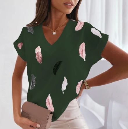 Afrikaanse T-shirt met V-hals Mode Design