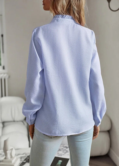Dames Elegante Blouse met Lange Mouwen en Opstaande Kraag