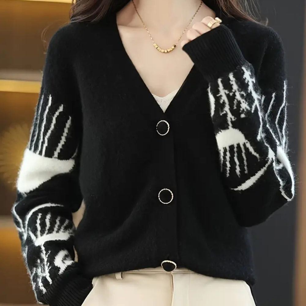 Dames Cardigan V-hals Warm Gevoerd Elin - Mode Vibes