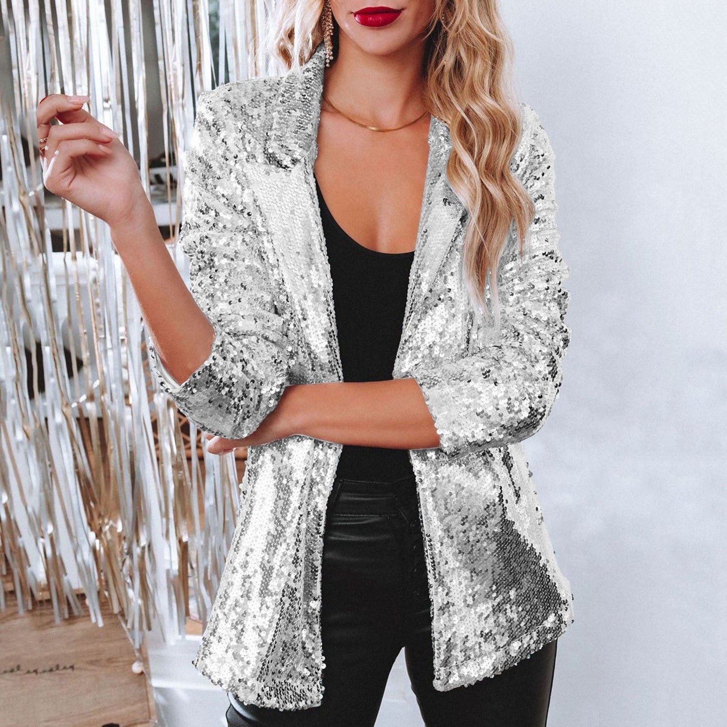 Dames Blazer Lichtgewicht Elegant Glitter - Mode Vibes