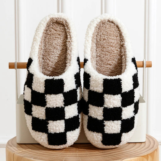 Ludovica | Fleece pantoffels met ruitjesmotief