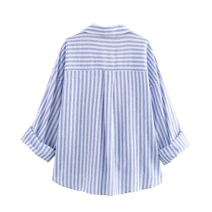 ZomerGloed Blauw Gestreepte Shirt