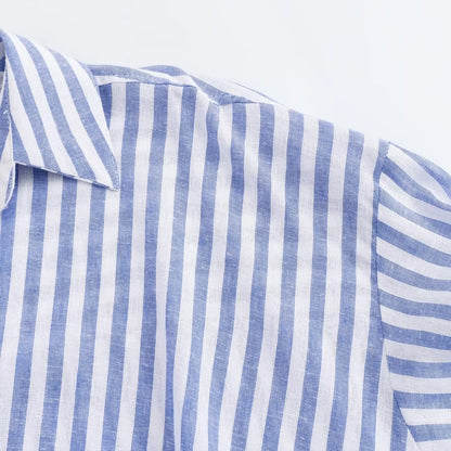 ZomerGloed Blauw Gestreepte Shirt