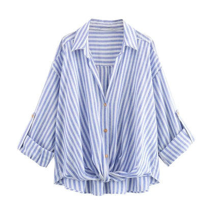ZomerGloed Blauw Gestreepte Shirt