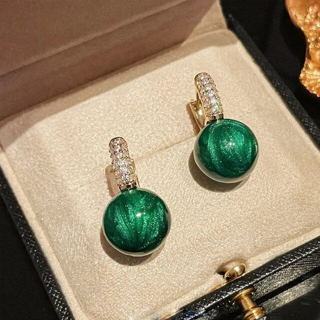 Groene Goudparel Oorbellen Stijlvol Design Alina