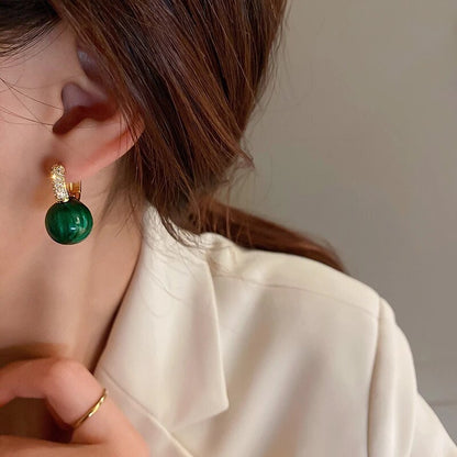 Groene Goudparel Oorbellen Stijlvol Design Alina