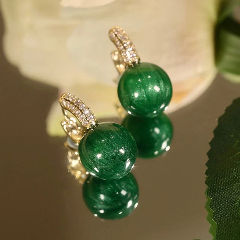 Groene Goudparel Oorbellen Stijlvol Design Alina