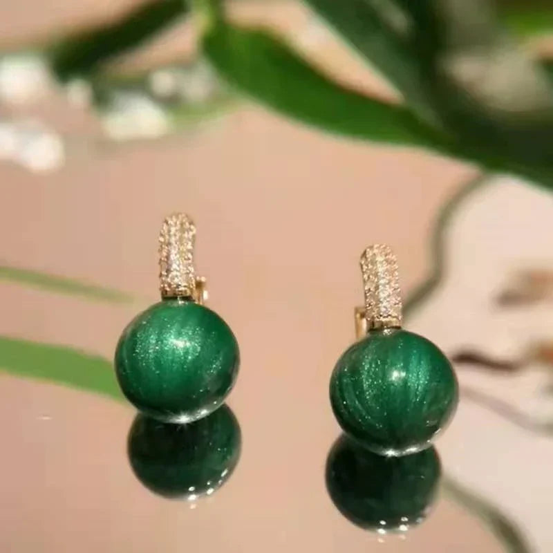 Groene Goudparel Oorbellen Stijlvol Design Alina